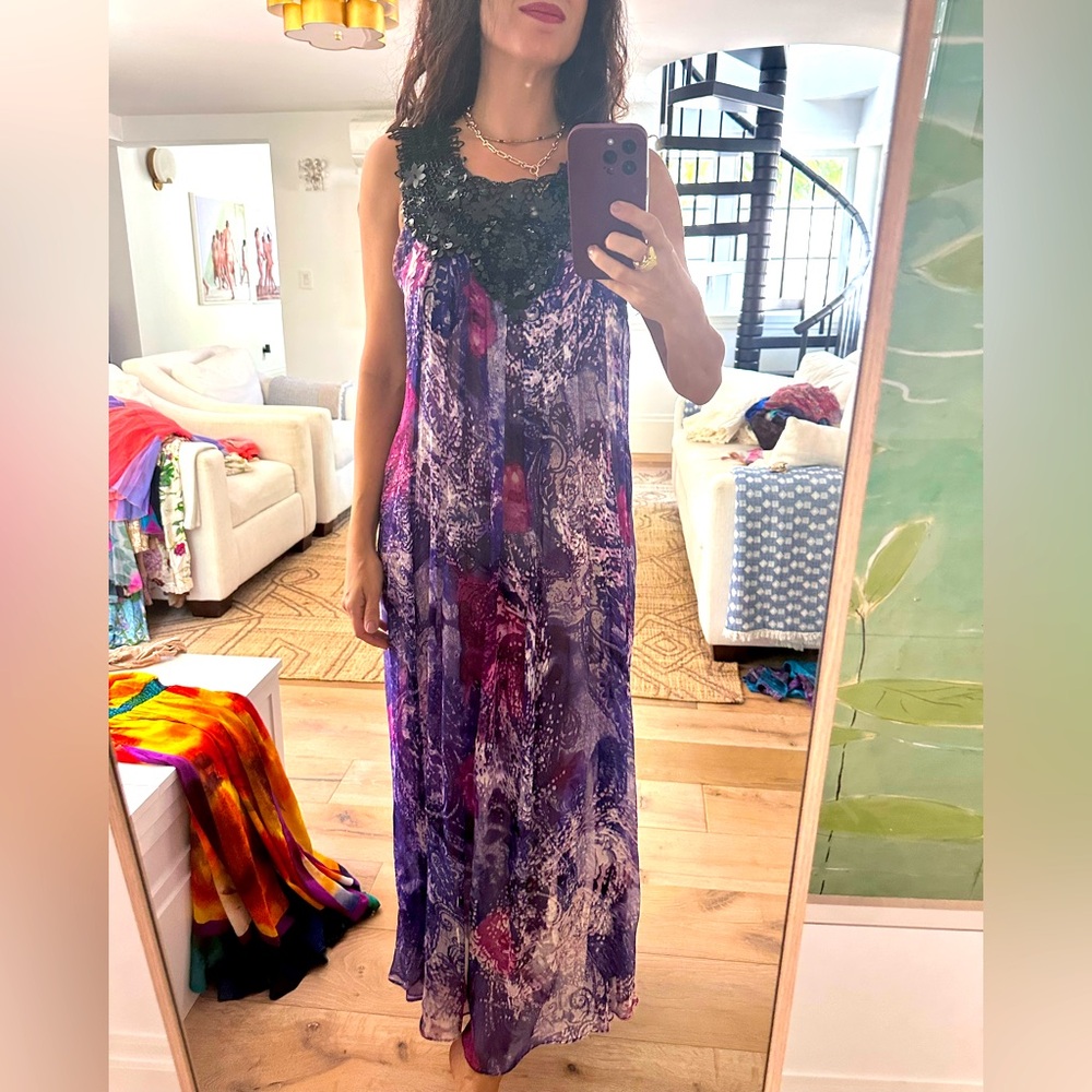 Vintage Tracy Feith Collection sequin and silk burnout dress
